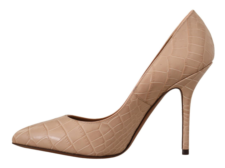 Women’s Dolce &amp; Gabbana Beige Leather Bellucci Heels Pumps Shoes