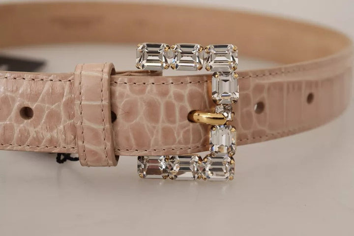 Women’s Dolce &amp; Gabbana Beige Leather Crystal Buckle Women Belt
