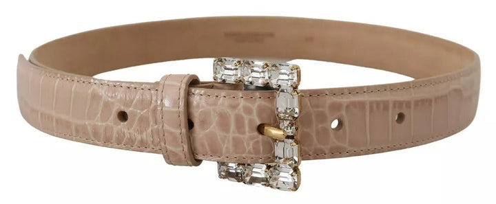 Women’s Dolce &amp; Gabbana Beige Leather Crystal Buckle Women Belt