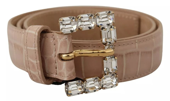 Women’s Dolce &amp; Gabbana Beige Leather Crystal Buckle Women Belt