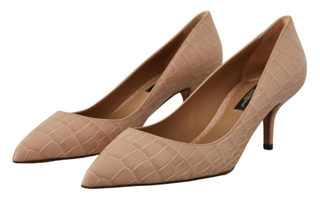 Women’s Dolce & Gabbana Beige Leather Pointed Heels Pumps Shoes