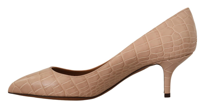 Women’s Dolce &amp; Gabbana Beige Leather Pointed Heels Pumps Shoes