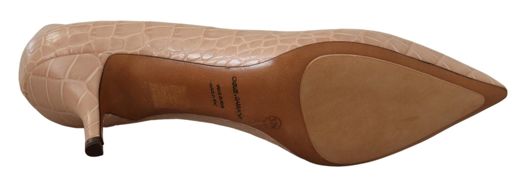 Women’s Dolce &amp; Gabbana Beige Leather Pointed Heels Pumps Shoes