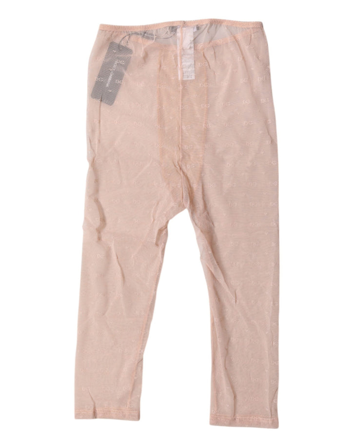 Women’s Dolce &amp; Gabbana Beige Logo Lace Lingerie Cropped Tights Underwear