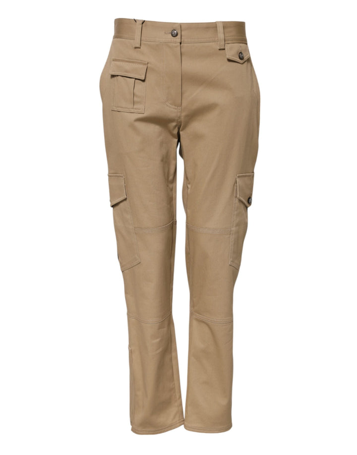 Dolce &amp; Gabbana Beige Mid Waist Cargo Tapered Pants