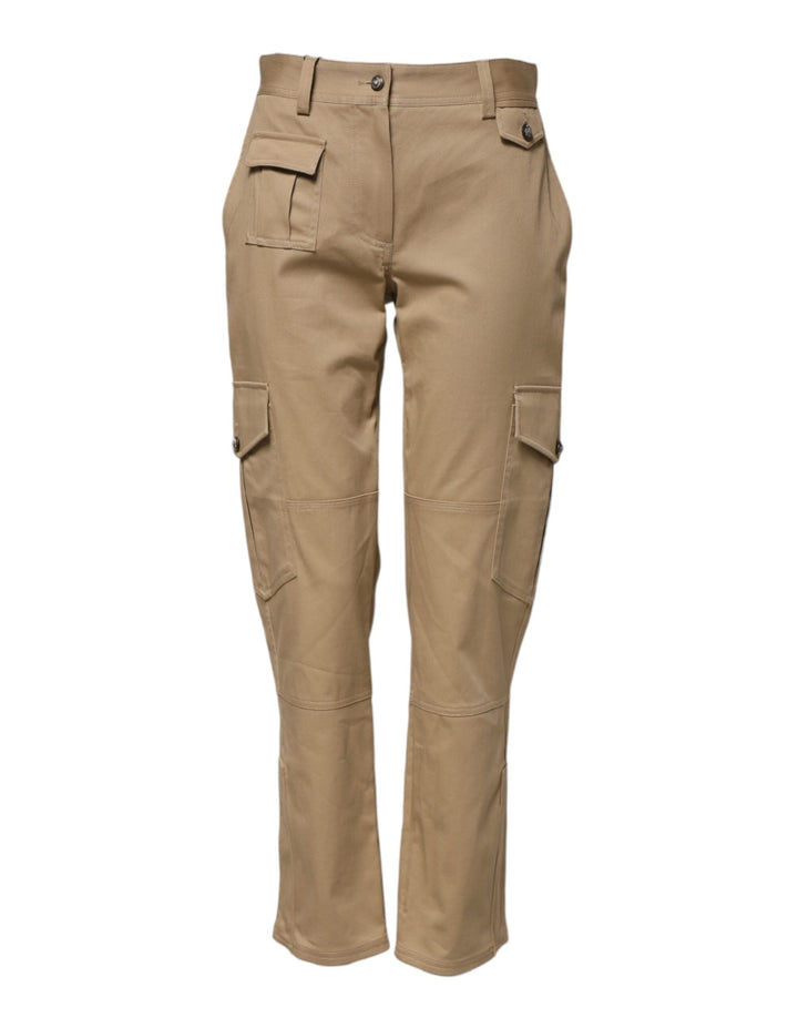 Dolce &amp; Gabbana Beige Mid Waist Cargo Tapered Pants