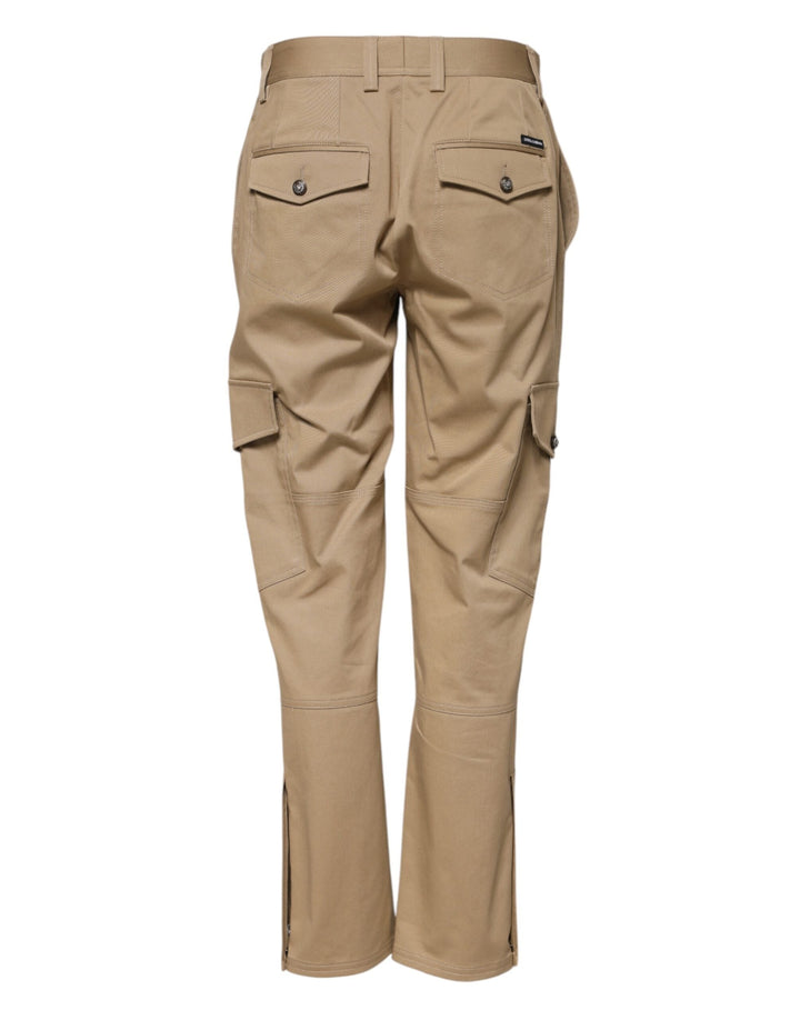 Dolce &amp; Gabbana Beige Mid Waist Cargo Tapered Pants