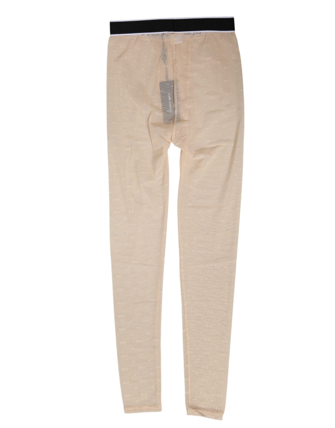 Women’s Dolce &amp; Gabbana Beige Nylon Logo Lace Leggings Pants Underwear