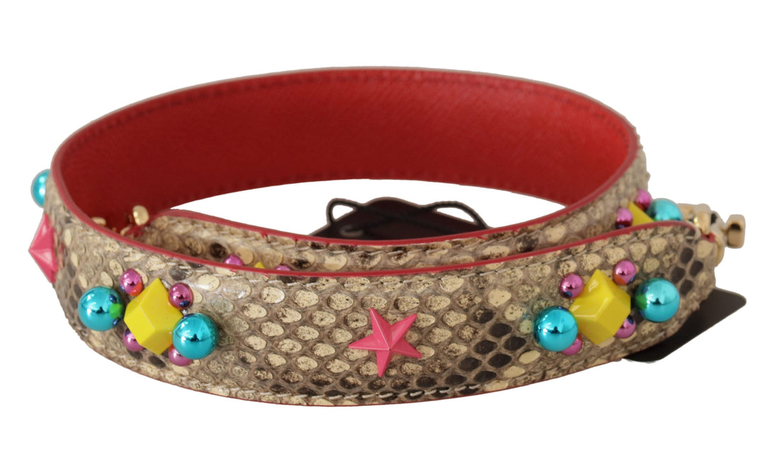 Women’s Dolce &amp; Gabbana Beige Python Leather Crystals Shoulder Strap