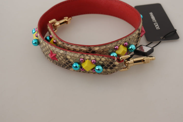 Women’s Dolce &amp; Gabbana Beige Python Leather Crystals Shoulder Strap