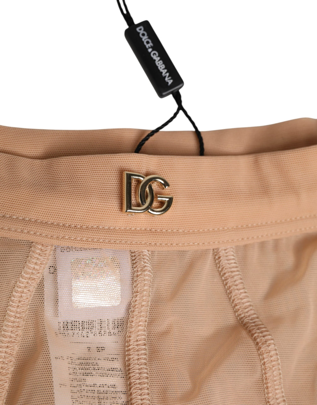 Women’s Dolce &amp; Gabbana Beige Sheer Mesh High Waist Briefs Underwear