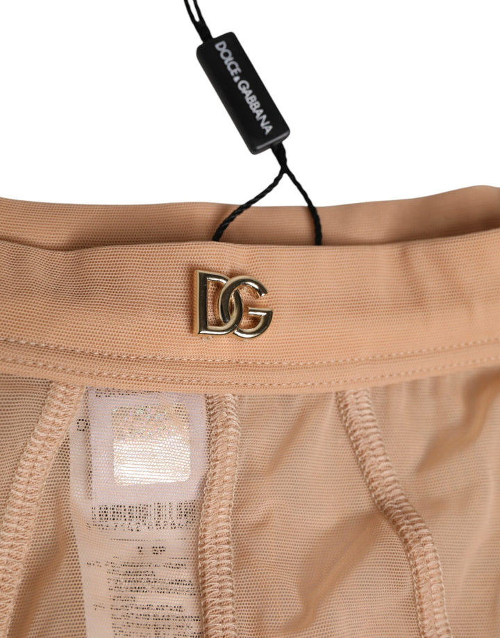 Women’s Dolce &amp; Gabbana Beige Sheer Mesh High Waist Briefs Underwear