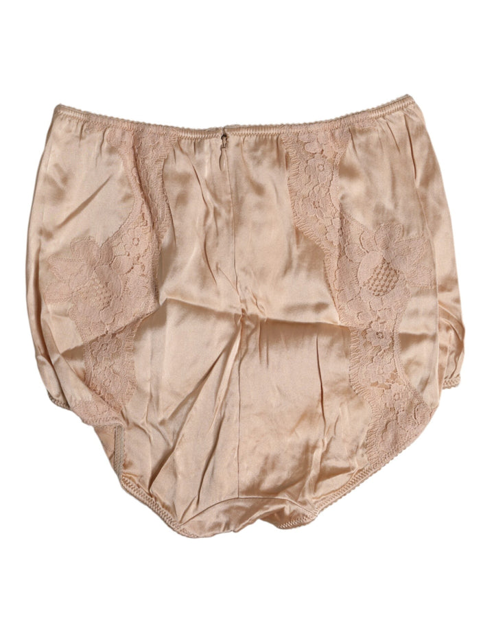 Women’s Dolce &amp; Gabbana Beige Silk Lace High Waist Bikini Panty Underwear
