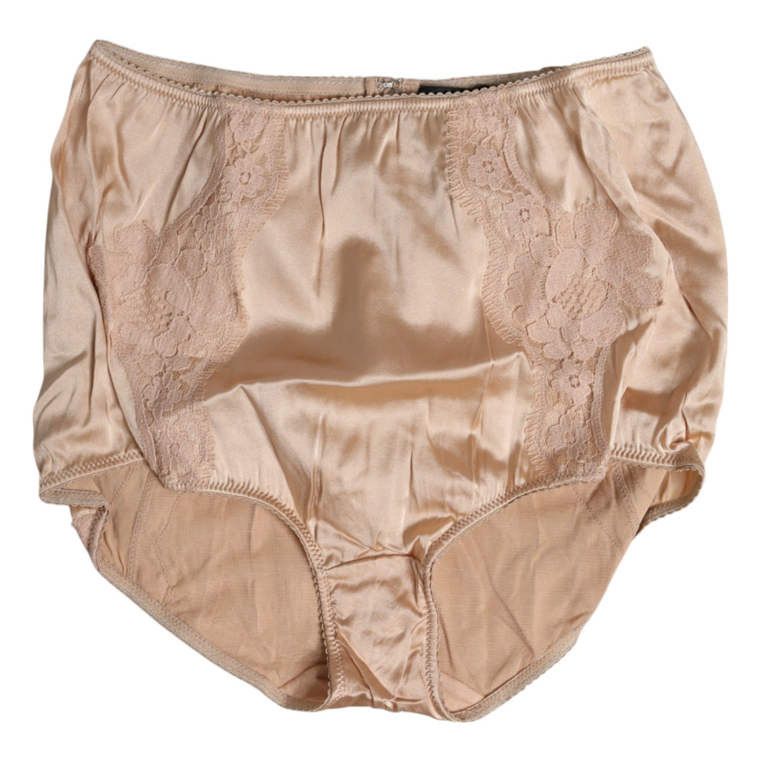 Women’s Dolce &amp; Gabbana Beige Silk Lace High Waist Bikini Panty Underwear