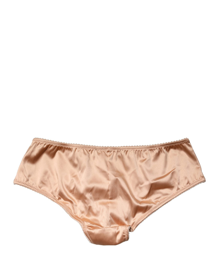 Women’s Dolce &amp; Gabbana Beige Silk Stretch Mid Waist Brief Panty Underwear