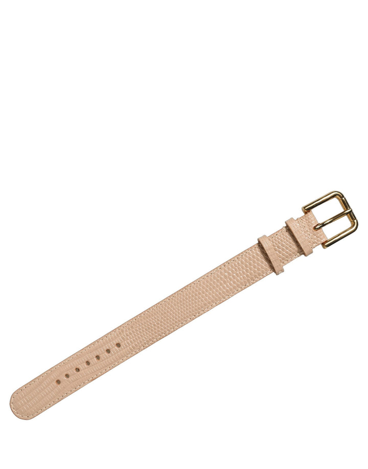 Women’s Dolce &amp; Gabbana Beige Textured Leather Gold Buckle Belt Strap Bracelet