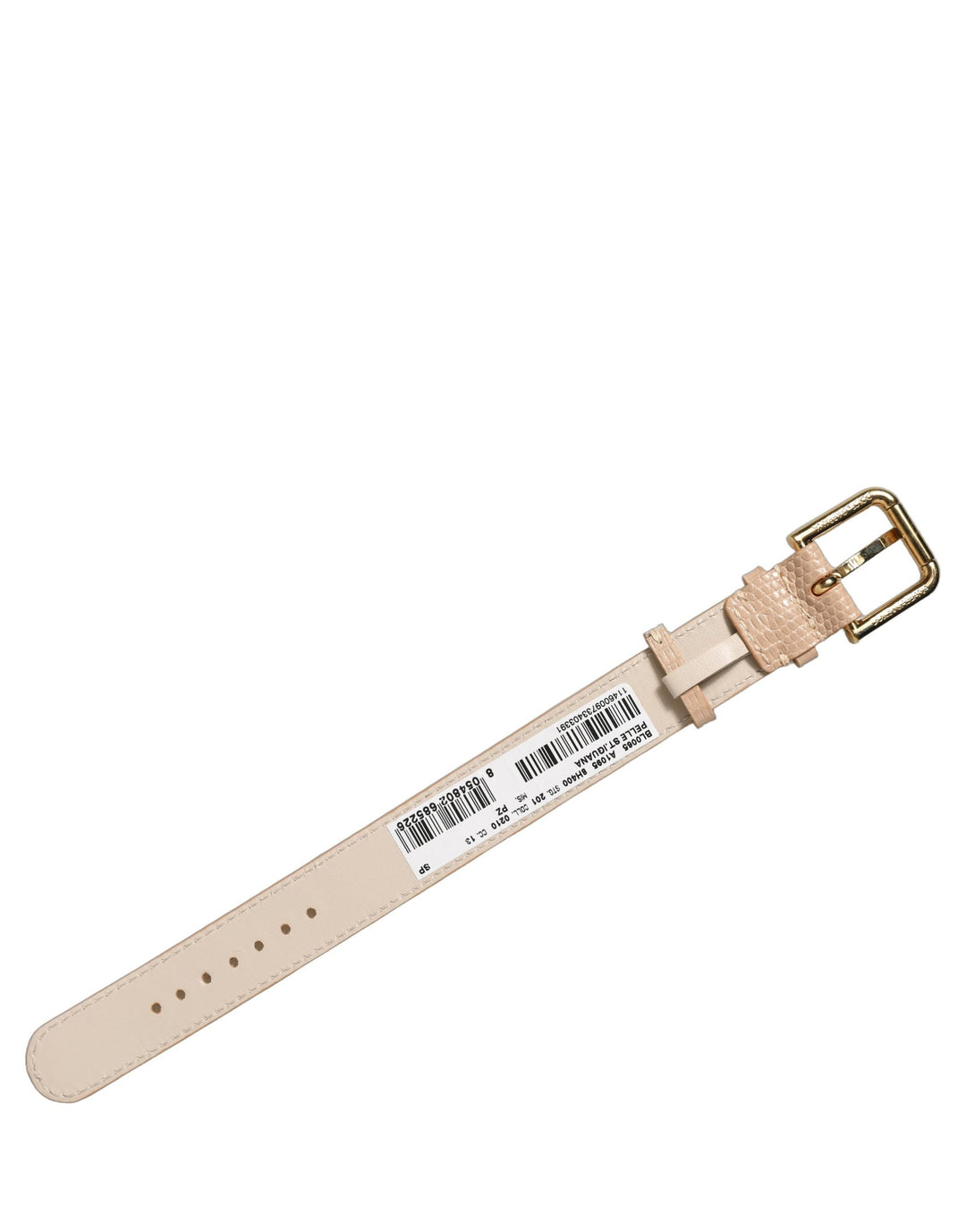 Women’s Dolce &amp; Gabbana Beige Textured Leather Gold Buckle Belt Strap Bracelet