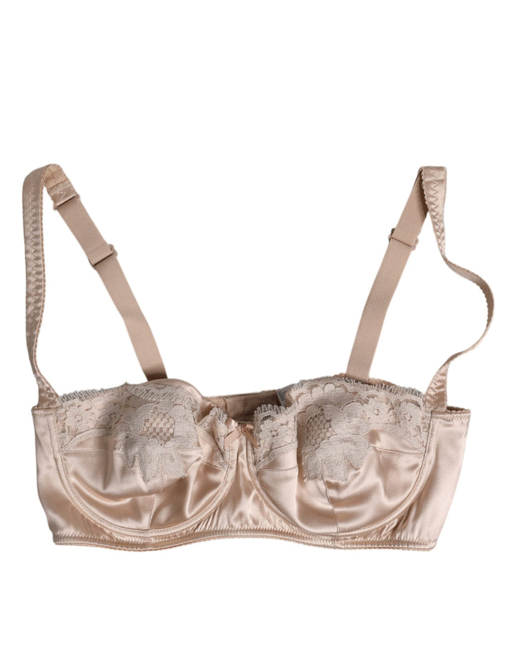 Women’s Dolce &amp; Gabbana Biege Silk Underwired Balconette Bra Underwear