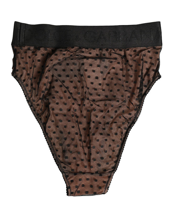 Women’s Dolce &amp; Gabbana Black Beige Polka Dot Butterfly Brief Underwear