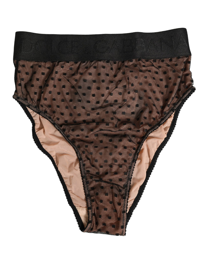 Women’s Dolce &amp; Gabbana Black Beige Polka Dot Butterfly Brief Underwear