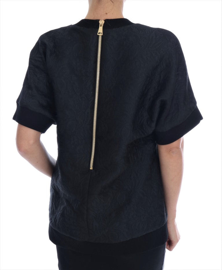 Women’s Dolce &amp; Gabbana Black Brocade Cocktail Crystal Sweater