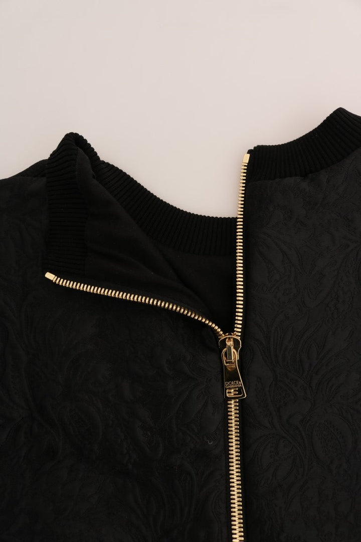 Women’s Dolce &amp; Gabbana Black Brocade Cocktail Crystal Sweater