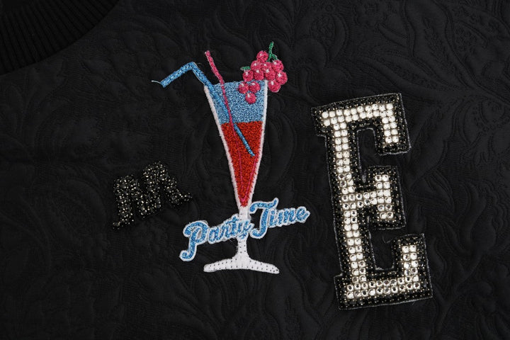 Women’s Dolce &amp; Gabbana Black Brocade Cocktail Crystal Sweater