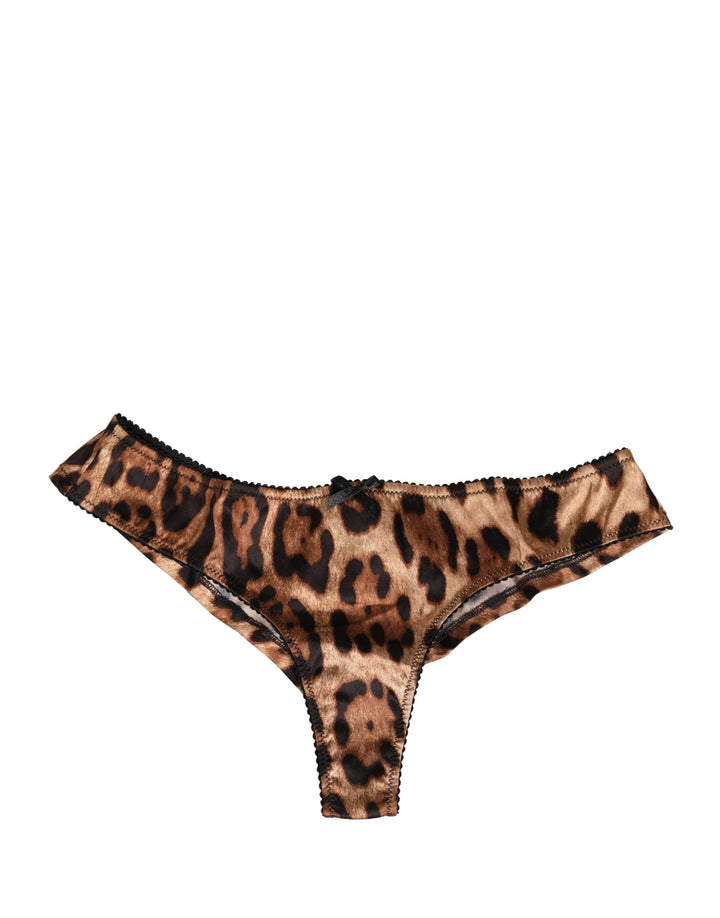 Women’s Dolce &amp; Gabbana Black Brown Leopard Mid Waist Brief Panty Underwear