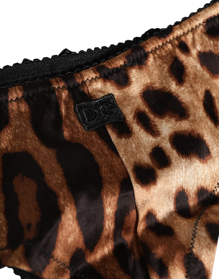 Women’s Dolce &amp; Gabbana Black Brown Leopard Mid Waist Brief Panty Underwear