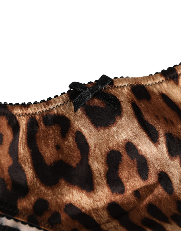 Women’s Dolce &amp; Gabbana Black Brown Leopard Mid Waist Brief Panty Underwear