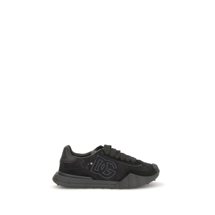 Dolce &amp; Gabbana Black Calf Leather Bos Taurus Chunky Sneakers