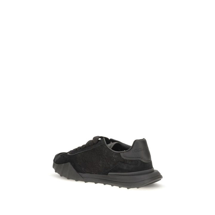 Dolce &amp; Gabbana Black Calf Leather Bos Taurus Chunky Sneakers