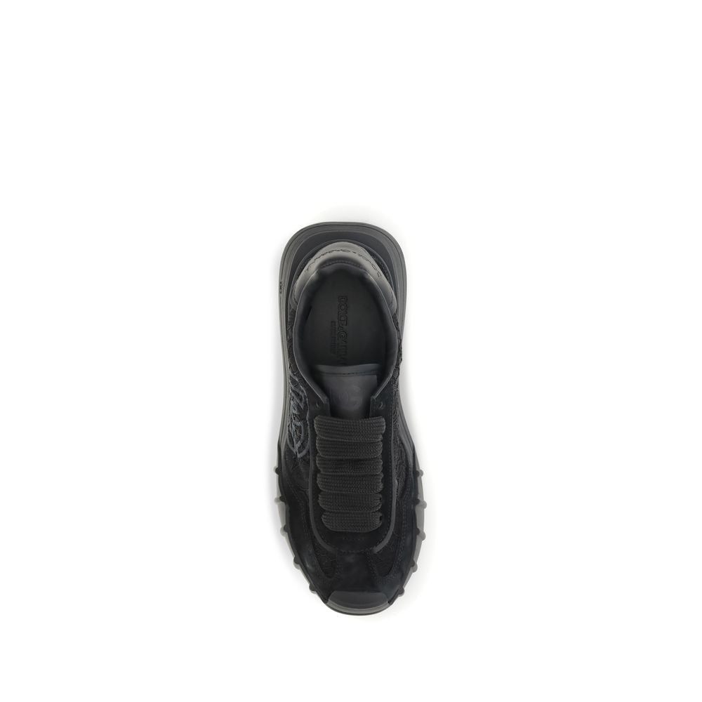 Dolce &amp; Gabbana Black Calf Leather Bos Taurus Chunky Sneakers