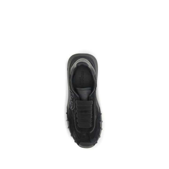 Dolce &amp; Gabbana Black Calf Leather Bos Taurus Chunky Sneakers