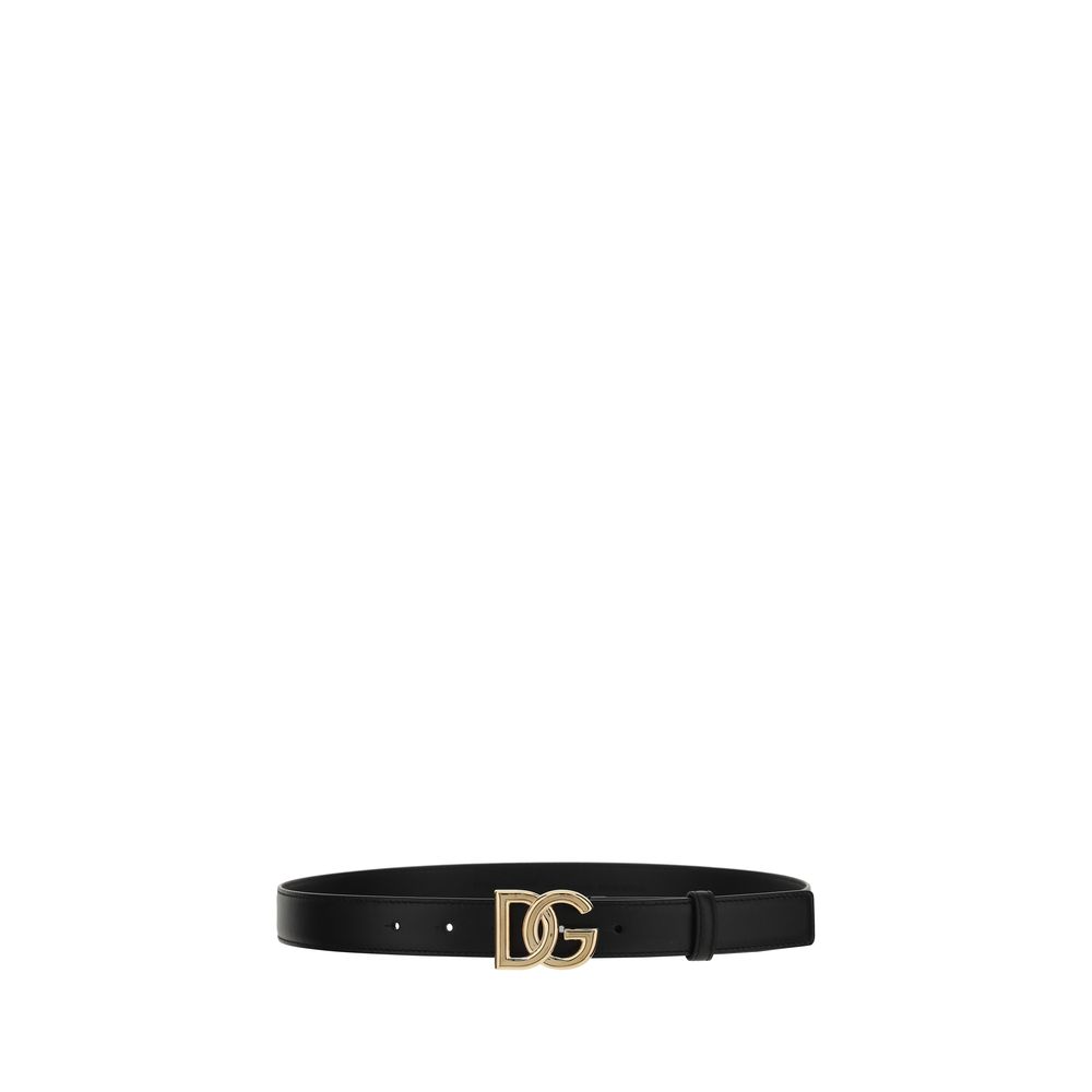 Women’s Dolce & Gabbana Black Calf Leather Bos Taurus Regular Belt