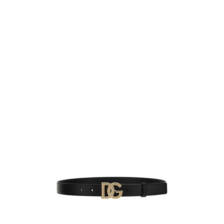 Women’s Dolce &amp; Gabbana Black Calf Leather Bos Taurus Regular Belt