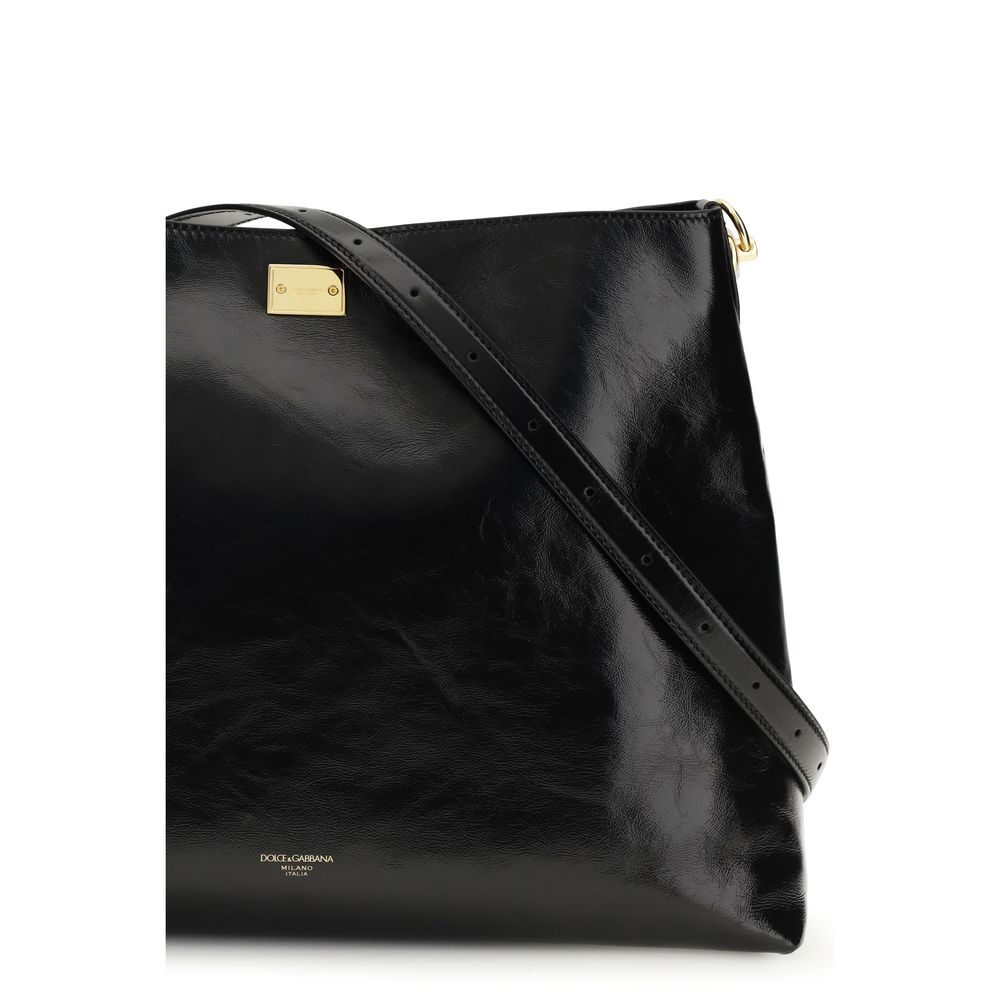 Women’s Dolce &amp; Gabbana Black Calf Leather Bos Taurus Shoulder Bag