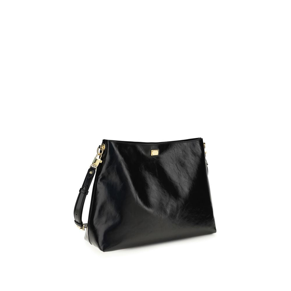 Women’s Dolce &amp; Gabbana Black Calf Leather Bos Taurus Shoulder Bag