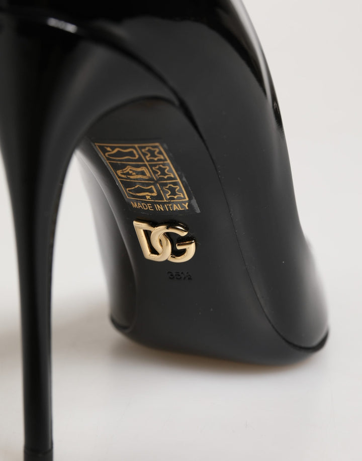 Women’s Dolce &amp; Gabbana Black Calf Leather Stiletto Heels Pumps Shoes