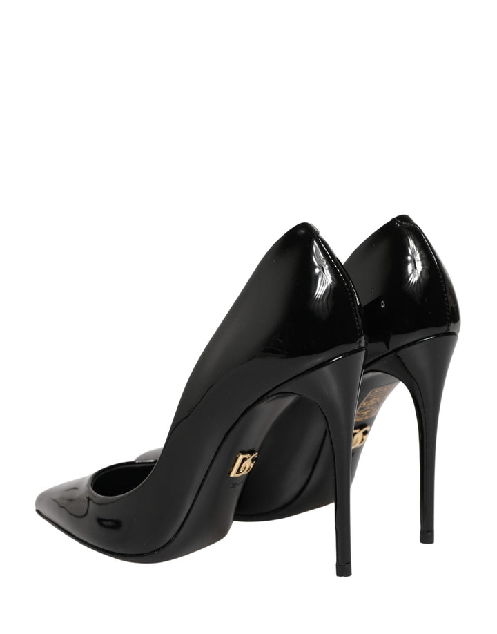 Women’s Dolce &amp; Gabbana Black Calf Leather Stiletto Heels Pumps Shoes