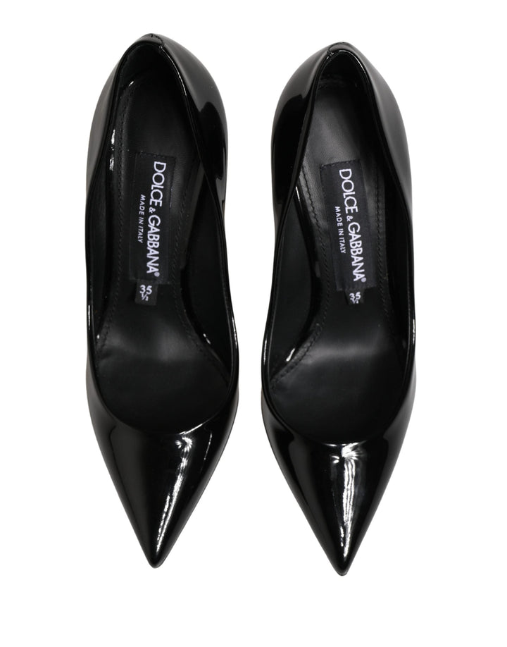Women’s Dolce &amp; Gabbana Black Calf Leather Stiletto Heels Pumps Shoes