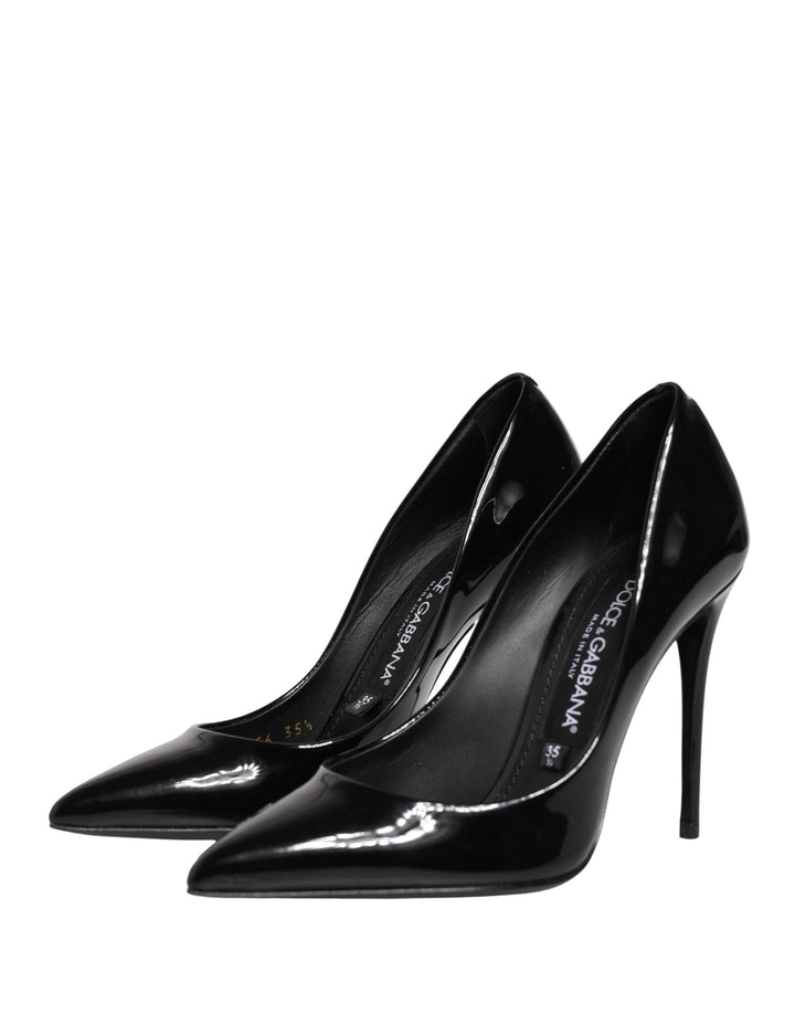 Women’s Dolce &amp; Gabbana Black Calf Leather Stiletto Heels Pumps Shoes