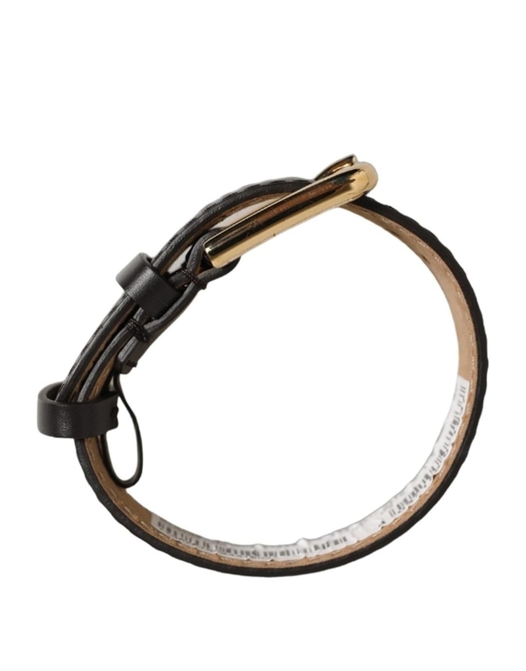 Women’s Dolce &amp; Gabbana Black Calfskin Leather Gold Buckle Belt Strap Bracelet