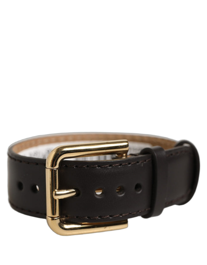 Women’s Dolce &amp; Gabbana Black Calfskin Leather Gold Buckle Belt Strap Bracelet