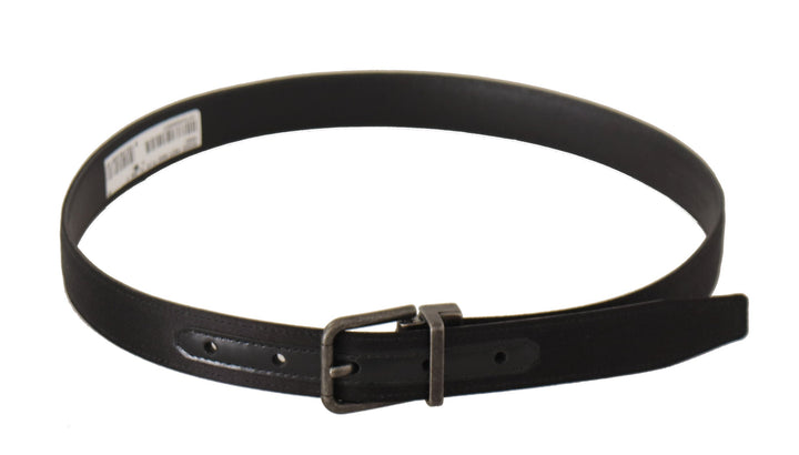 Women’s Dolce &amp; Gabbana Black Calfskin Leather Vintage Metal Buckle Belt