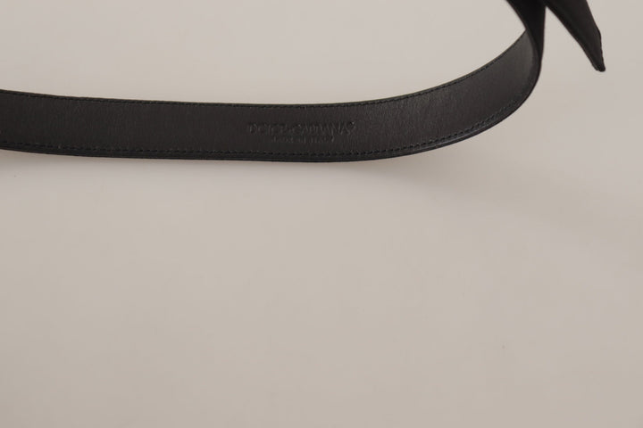 Women’s Dolce &amp; Gabbana Black Calfskin Leather Vintage Metal Buckle Belt