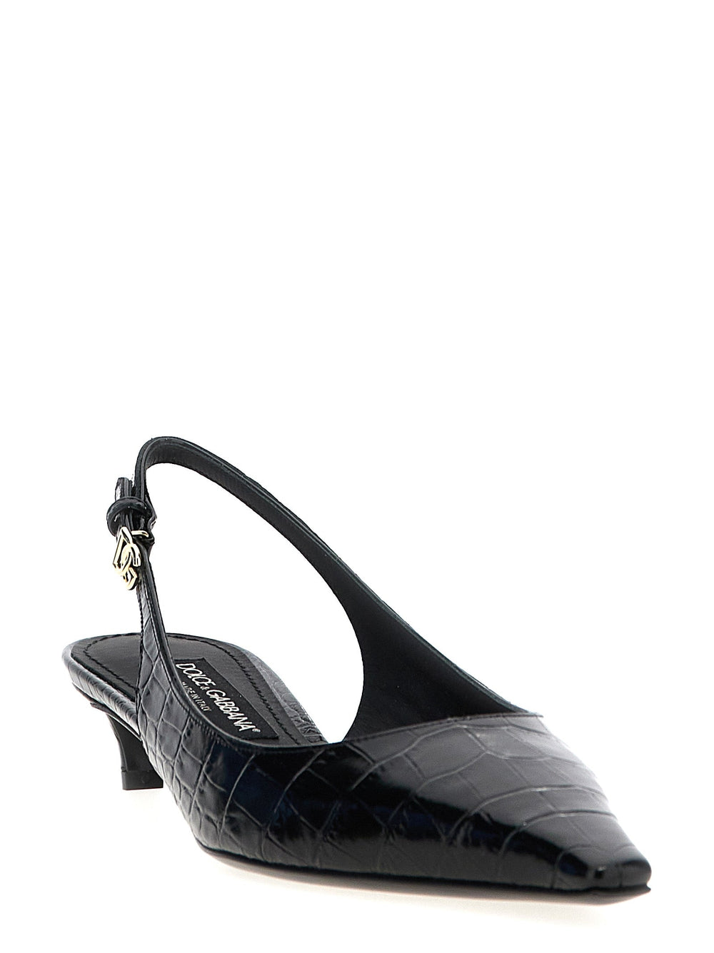 Women’s Dolce & Gabbana Black Calfskin Mid Heel Pumps