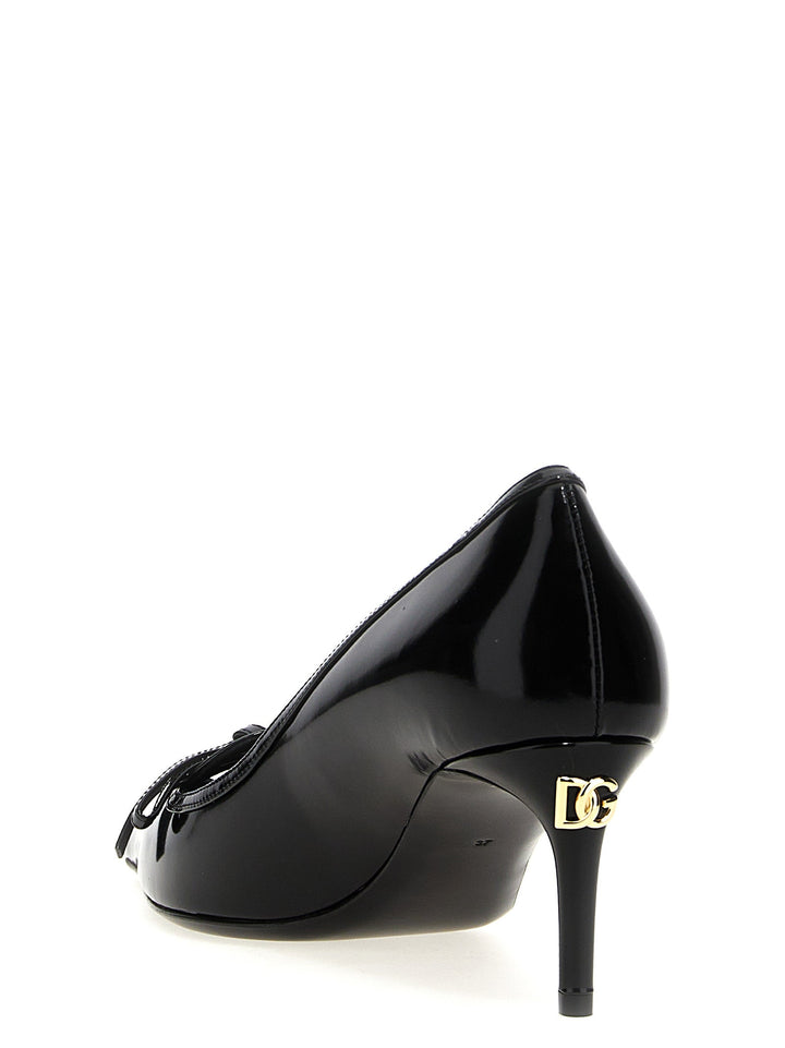 Women’s Dolce &amp; Gabbana Black Calfskin Mid Heel Pumps