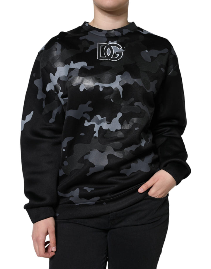 Women’s Dolce &amp; Gabbana Black Camouflage Round Neck Sweatshirt Sweater