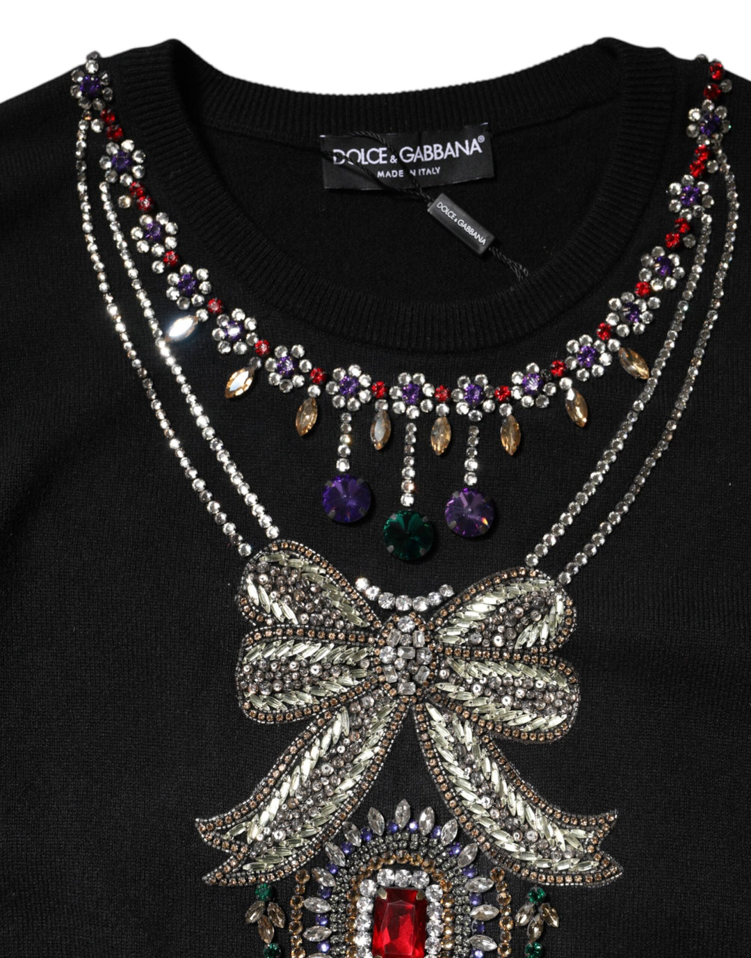 Women’s Dolce &amp; Gabbana Black Cashmere Crystal Embellished Sweater